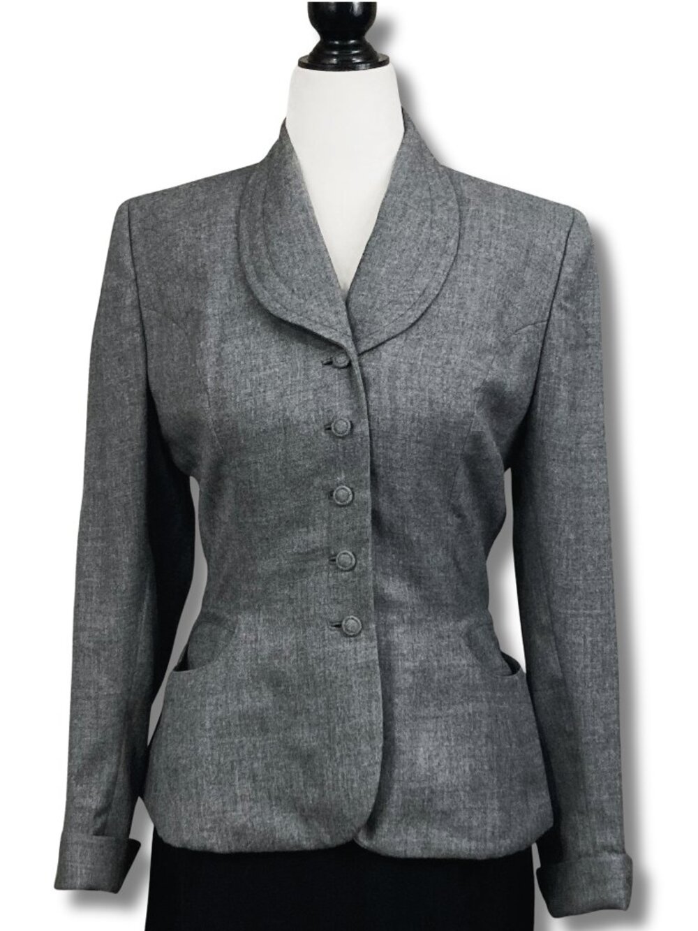 MID-CENTURY VINTAGE Grey single-breased Lilly of California blazer SMALL MEDIUM